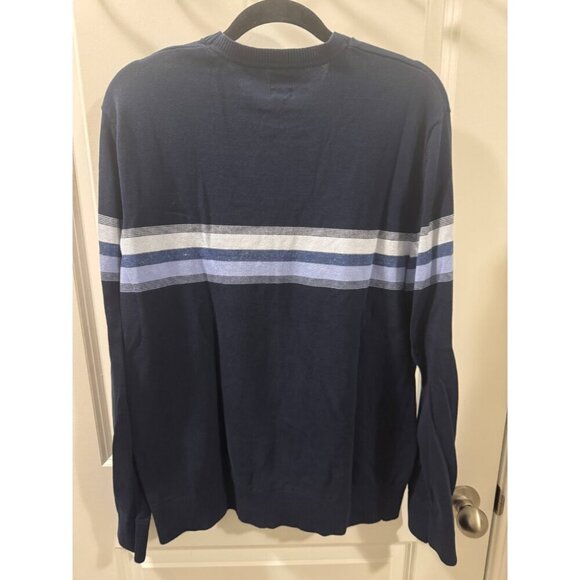 GAP Men's Large Navy Blue Striped Crewneck Sweater Long Sleeve Pullover - Picture 3 of 7